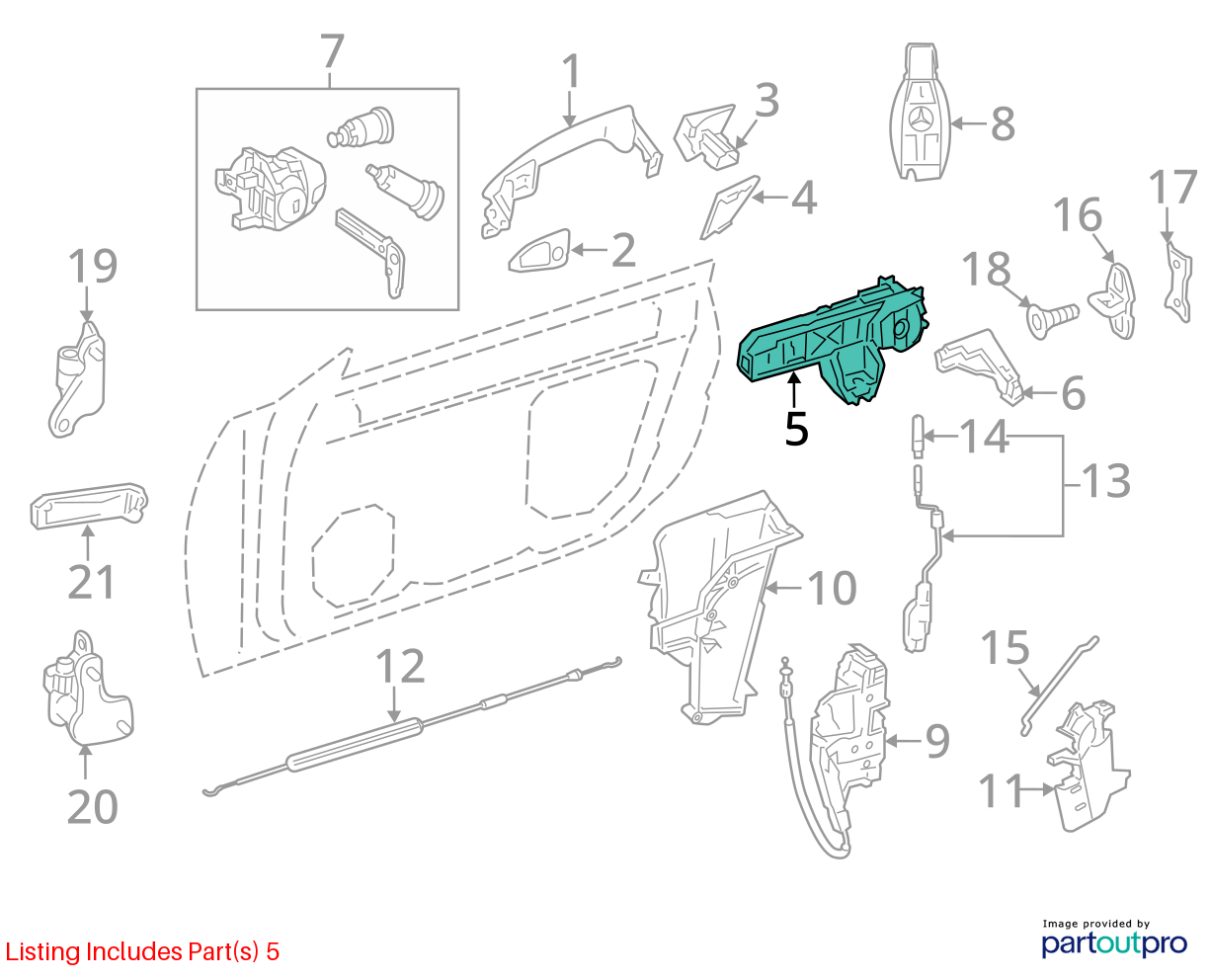 12-16 Mercedes GL550 Front Right Passenger Exterior Door Handle Keyless OEM