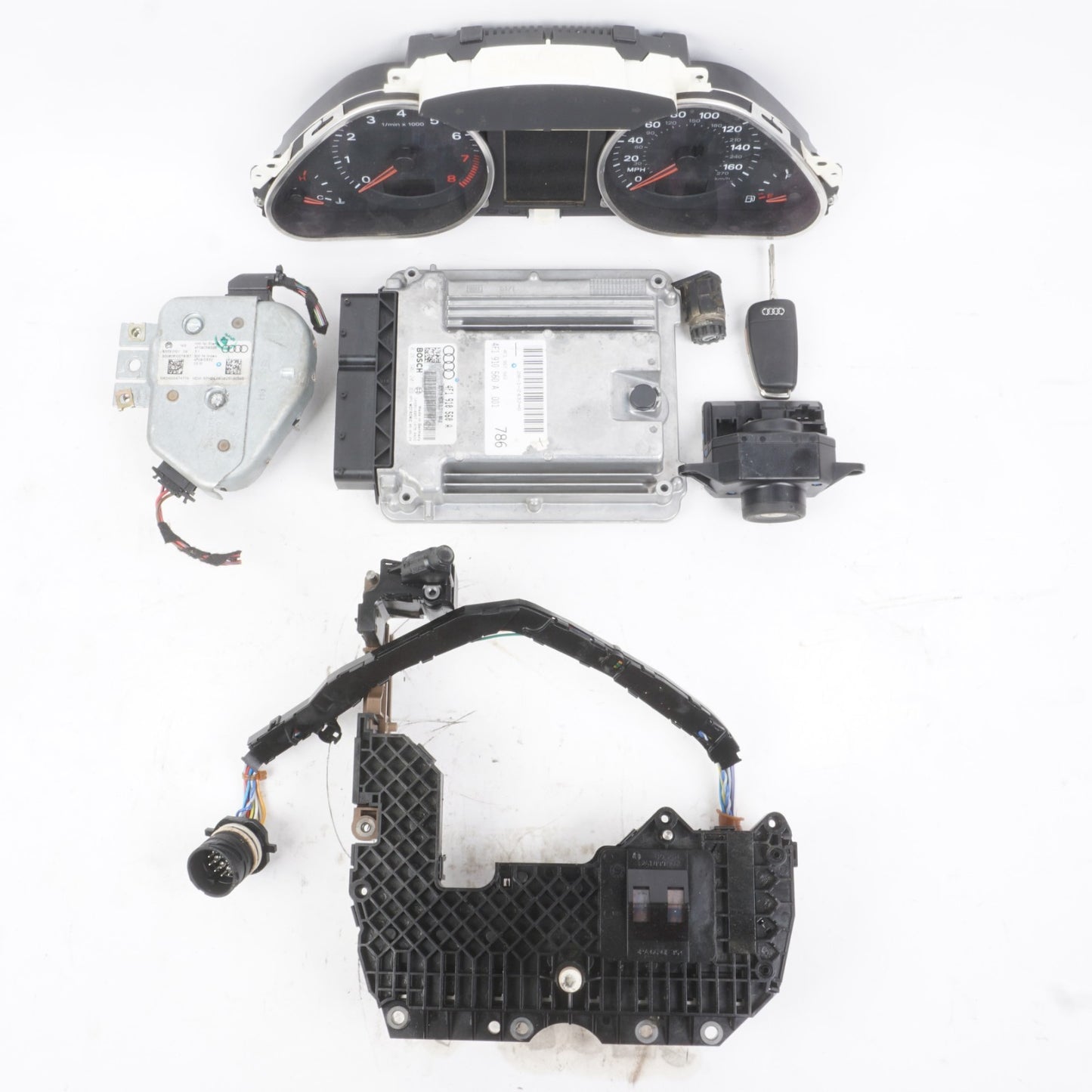 2007 2008 Audi A6 4.2L Ignition Set Key Lock Module Instrument Cluster OEM
