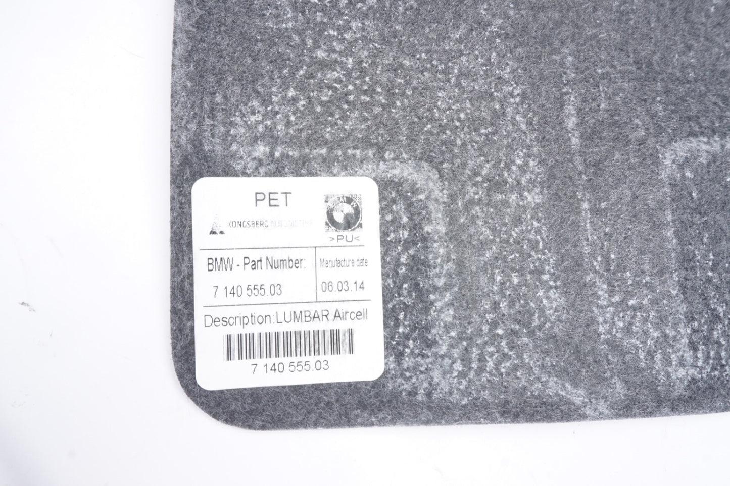 2011 - 2017 BMW X3 F25  7140555  RH Front Seat Lumbar Support Lordosis Pad