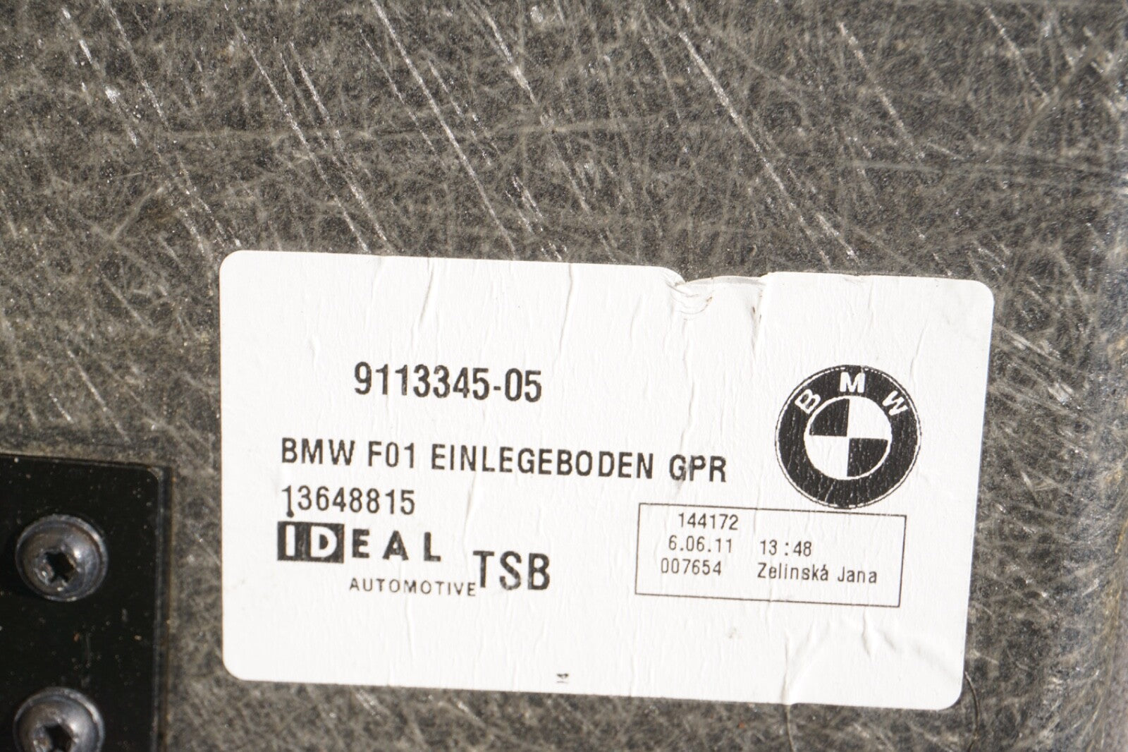 09-15 BMW 750i 750Li Trunk Carpet Floor MAT / Lining 9113345-05 OEM