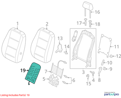 2012-2020 Volkswagen Passat Front Right Passenger Seat Back Upper Heat Mat  OEM
