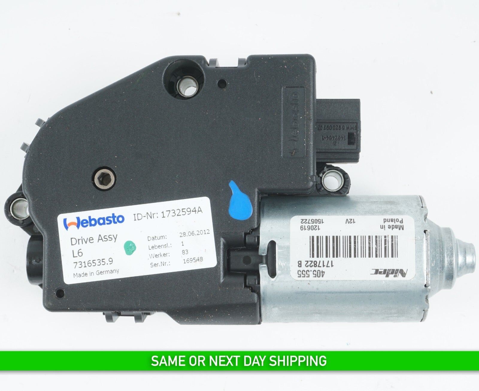 2012-2018 BMW 650i 640i COUPE SUNROOF MOTOR 7316535 OEM