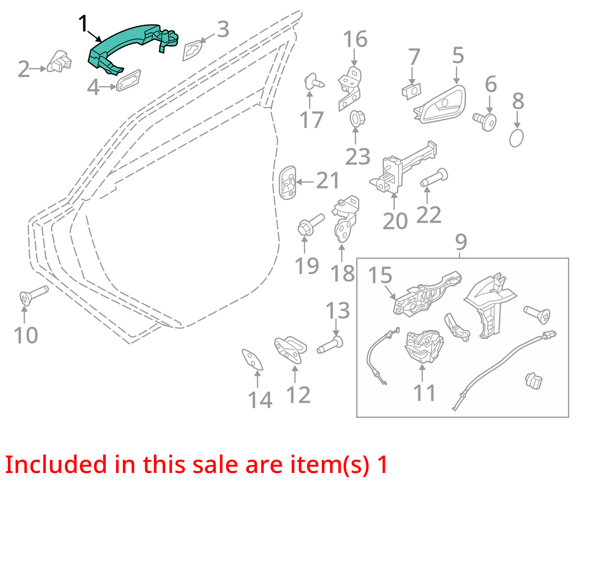 2012-2018 FORD FOCUS  REAR LEFT DRIVER SIDE DOOR EXTERIOR HANDLE