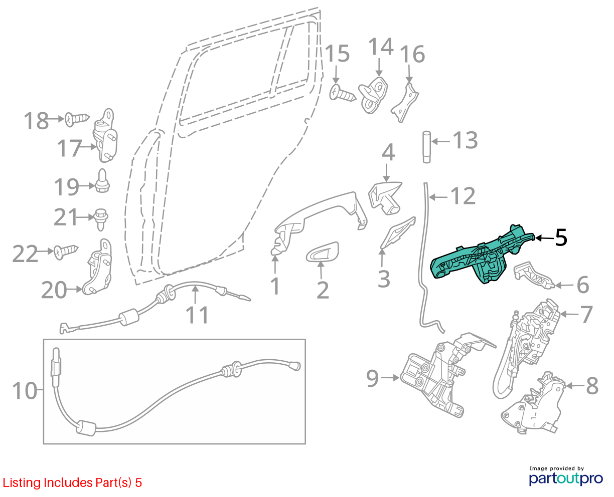 12-16 Mercedes GL550 Rear Left Driver Side Exterior Door Handle Keyless OEM