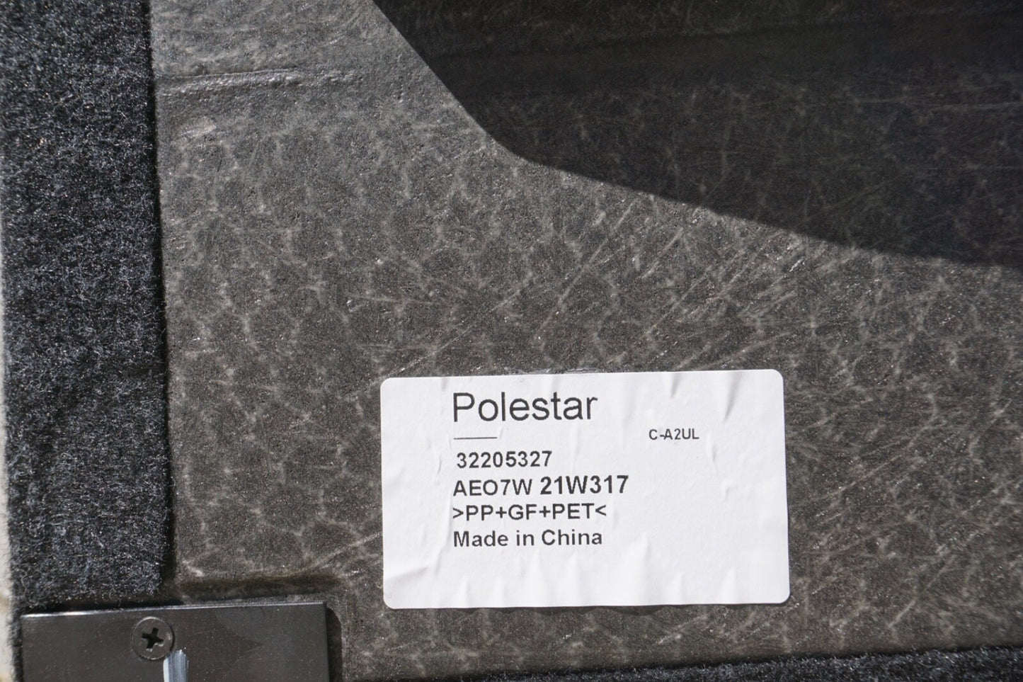2021 - 2023 POLESTAR 2 REAR TRUNK CARGO FLOOR CARPET LINER COVER MAT OEM