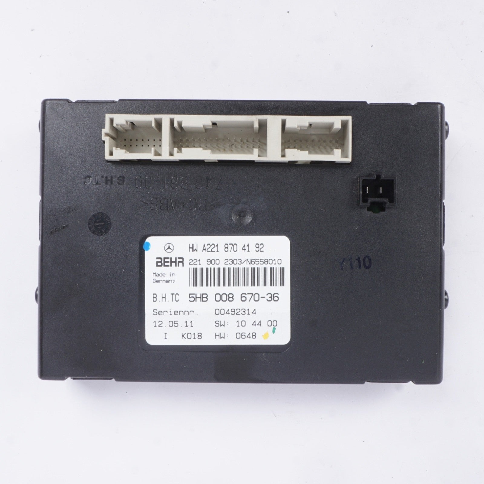 07-14 Mercedes W221 S550 CL550 AC A/C Heater Control Module 2218704192 OEM