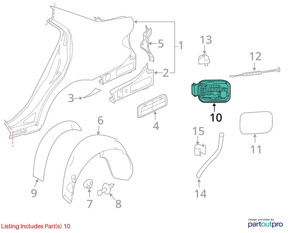 08-14 Mercedes-Benz C300 Gas Fuel Tank Filler Lid Door OEM