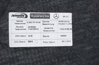 14 - 17 Mercedes W222 S600 S550 Rear Door Panel Trim Left Driver Side OEM