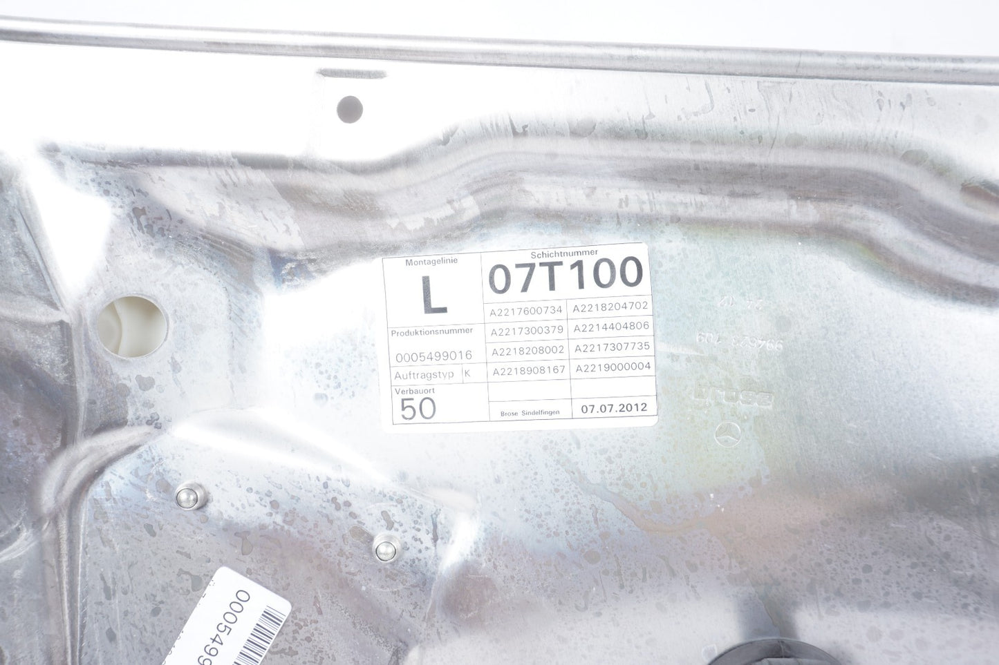 07-13 Mercedes S550 S400 Rear Left Driver Side Window Regulator & Motor OEM