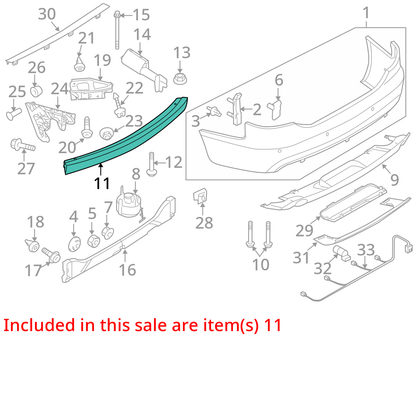 2005-2011 Audi A6 Rear Bumper Reinforcement Impact Bar Rebar OEM 