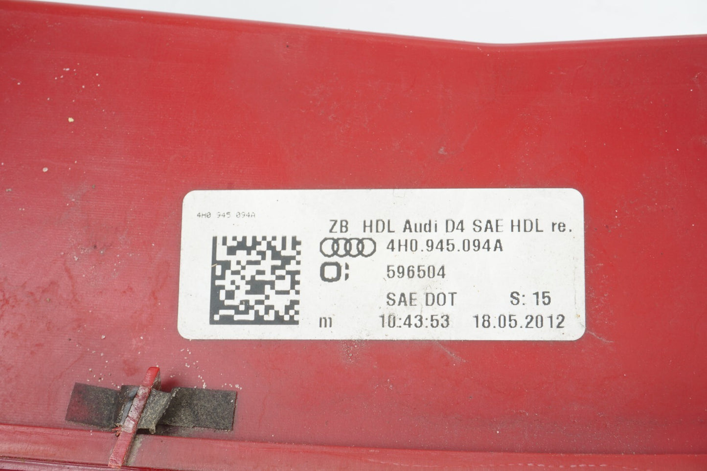 2011 - 2014 AUDI A8L TAIL LIGHT INNER REAR RIGHT PASSENGER SIDE  OEM