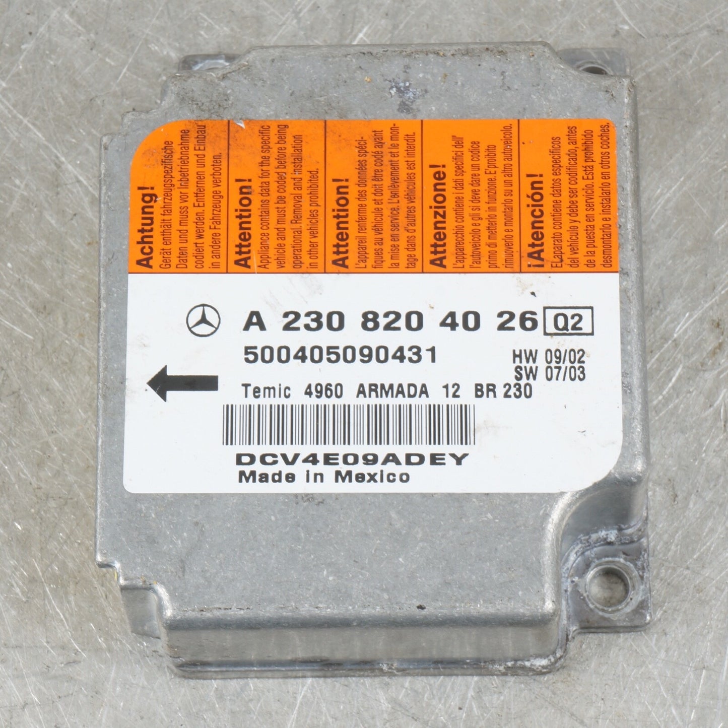 03-06 Mercedes R230 SL500 SL55 AMG Sensor Control Module OEM