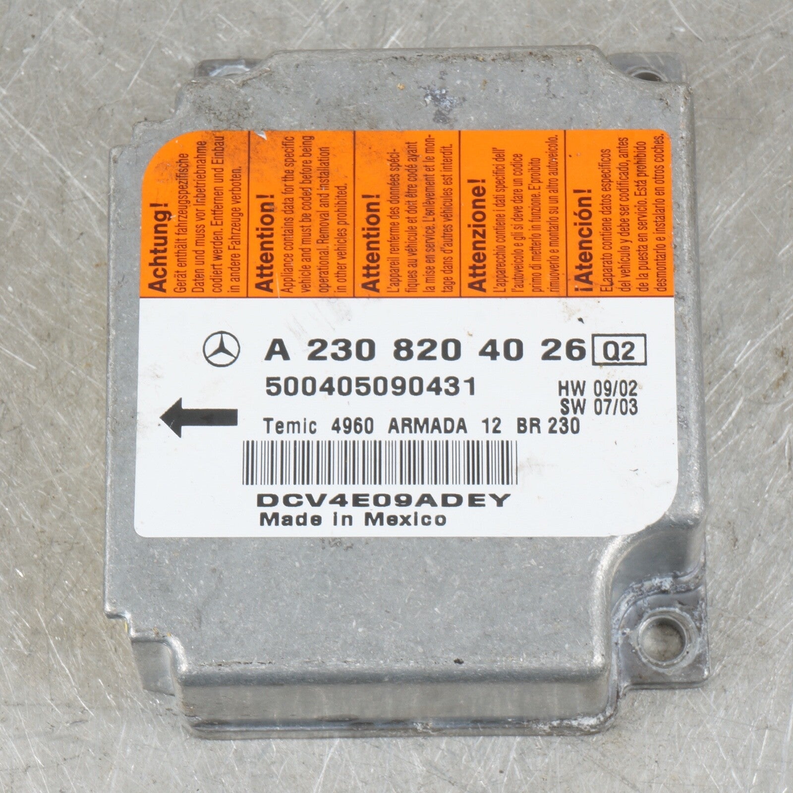 03-06 Mercedes R230 SL500 SL55 AMG Sensor Control Module OEM