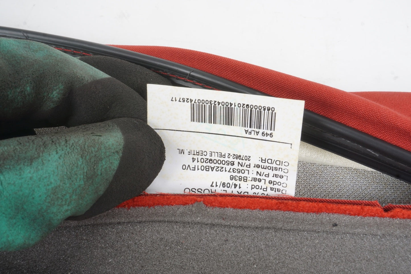 2017 - 2023 ALFA ROMEO STELVIO REAR RIGHT PASSENGER SIDE SEAT UPPER BACK CUSHION