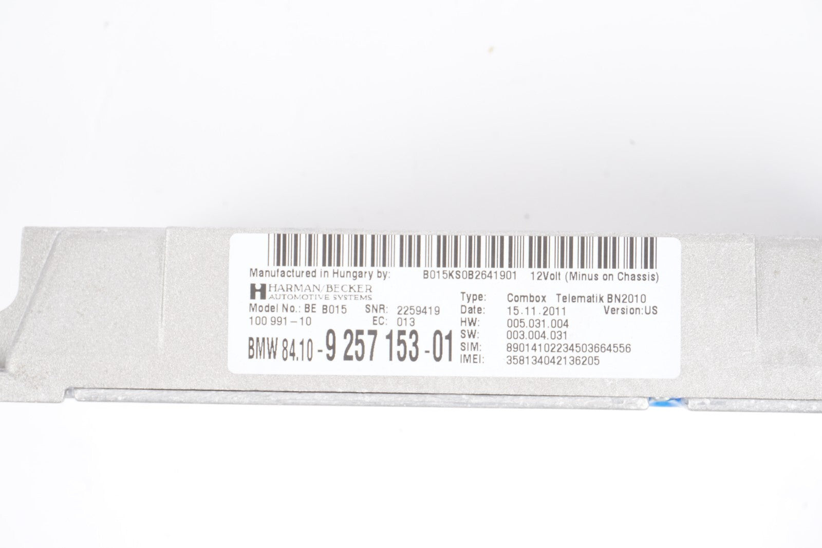 2012 - 2018 BMW 650i 640i Bluetooth Telematics Control Module 9257153-01 OEM