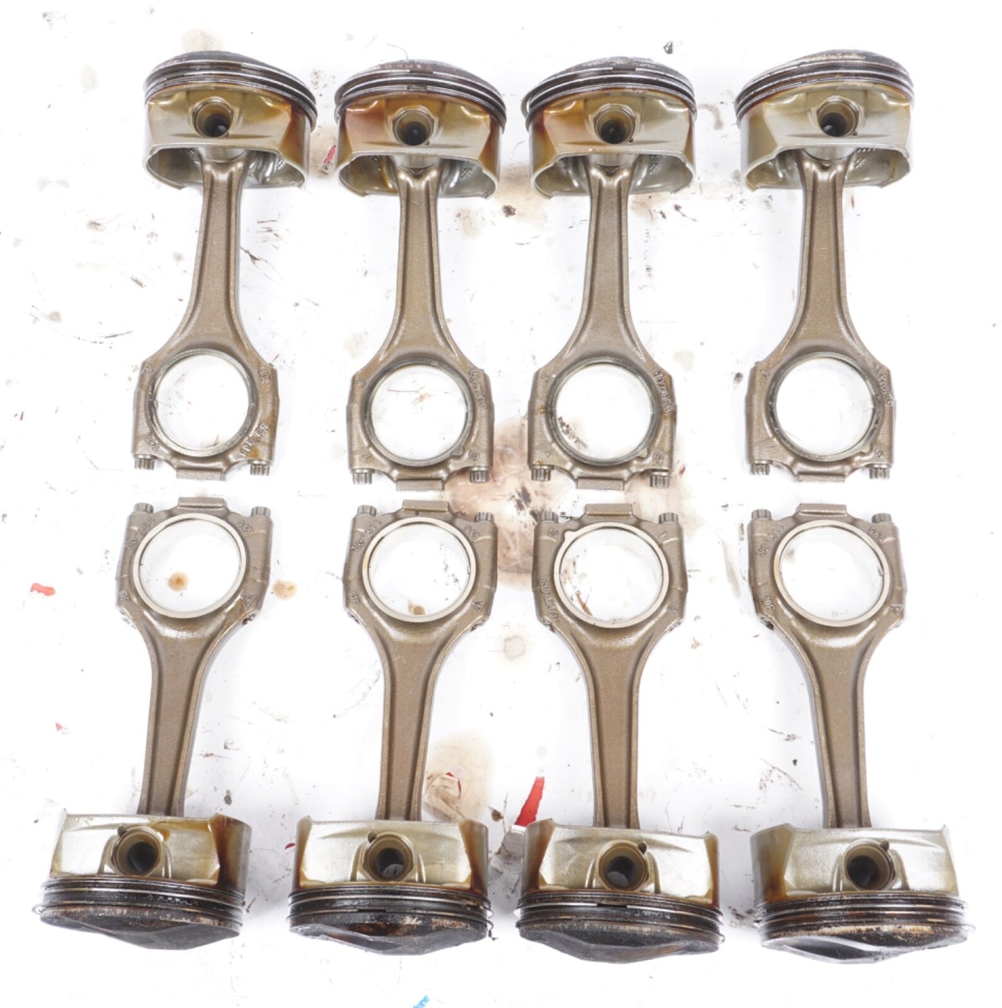 2011 - 2014 PORSCHE CAYENNE OEM 4.8L ENGINE PISTON SET W/ RINGS & RODS SET (8)