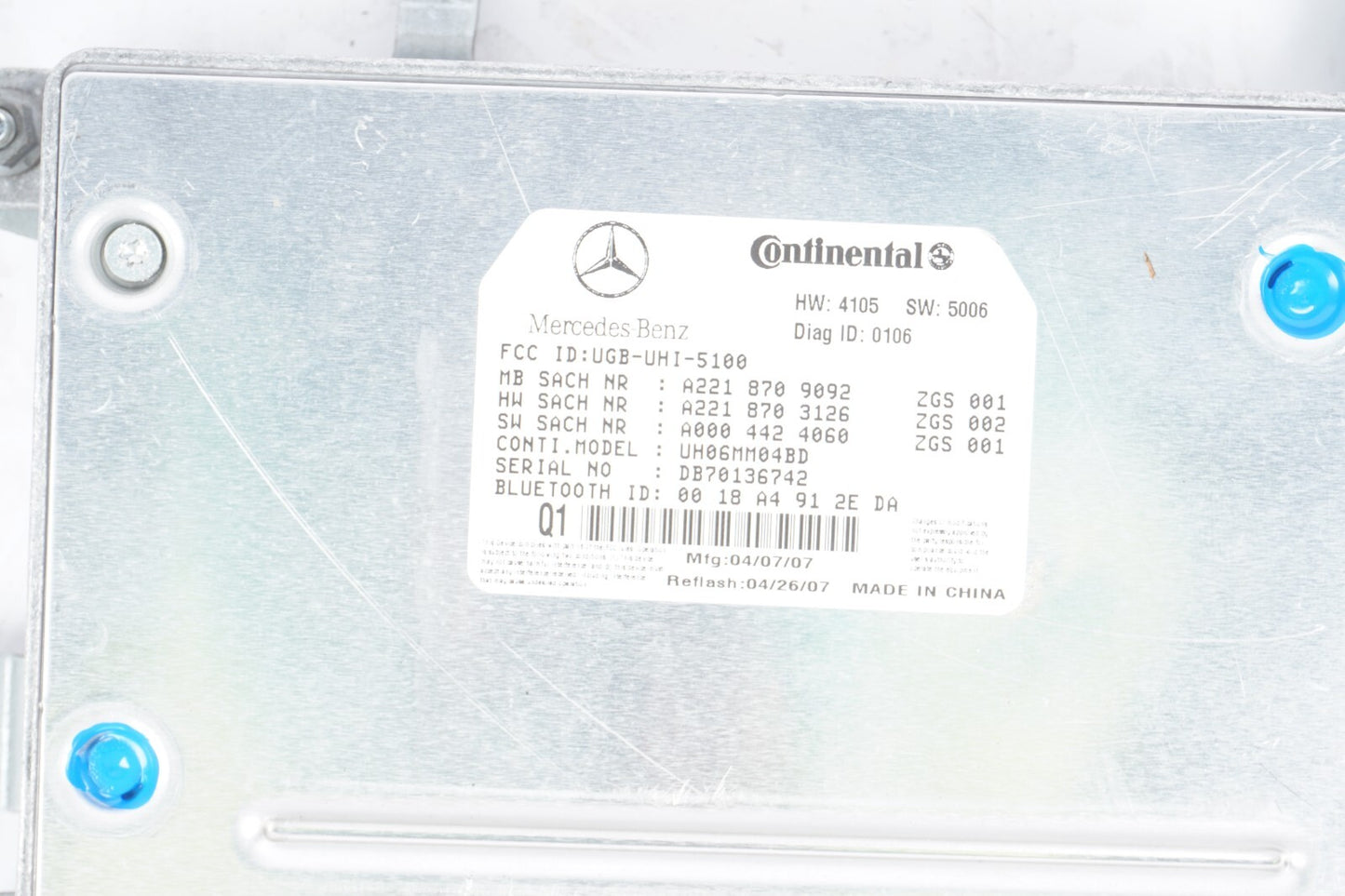 07-09 Mercedes W221 S550 S600 Bluetooth Communication Module 2218709092 OEM