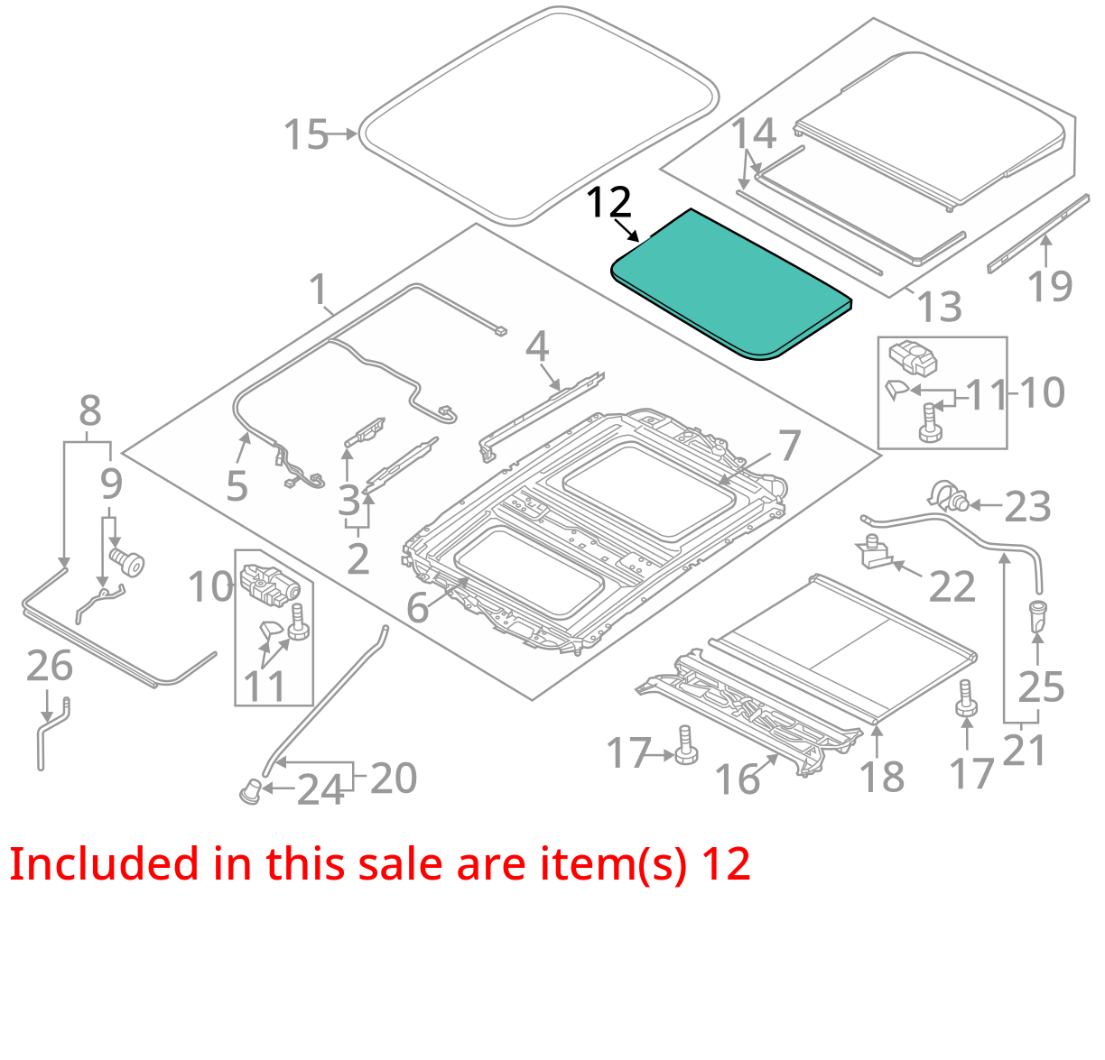 2011-2018 AUDI A8 (D4 4H) LWB - FRONT PANORAMIC SUNROOF SUN ROOF GLASS WINDOW