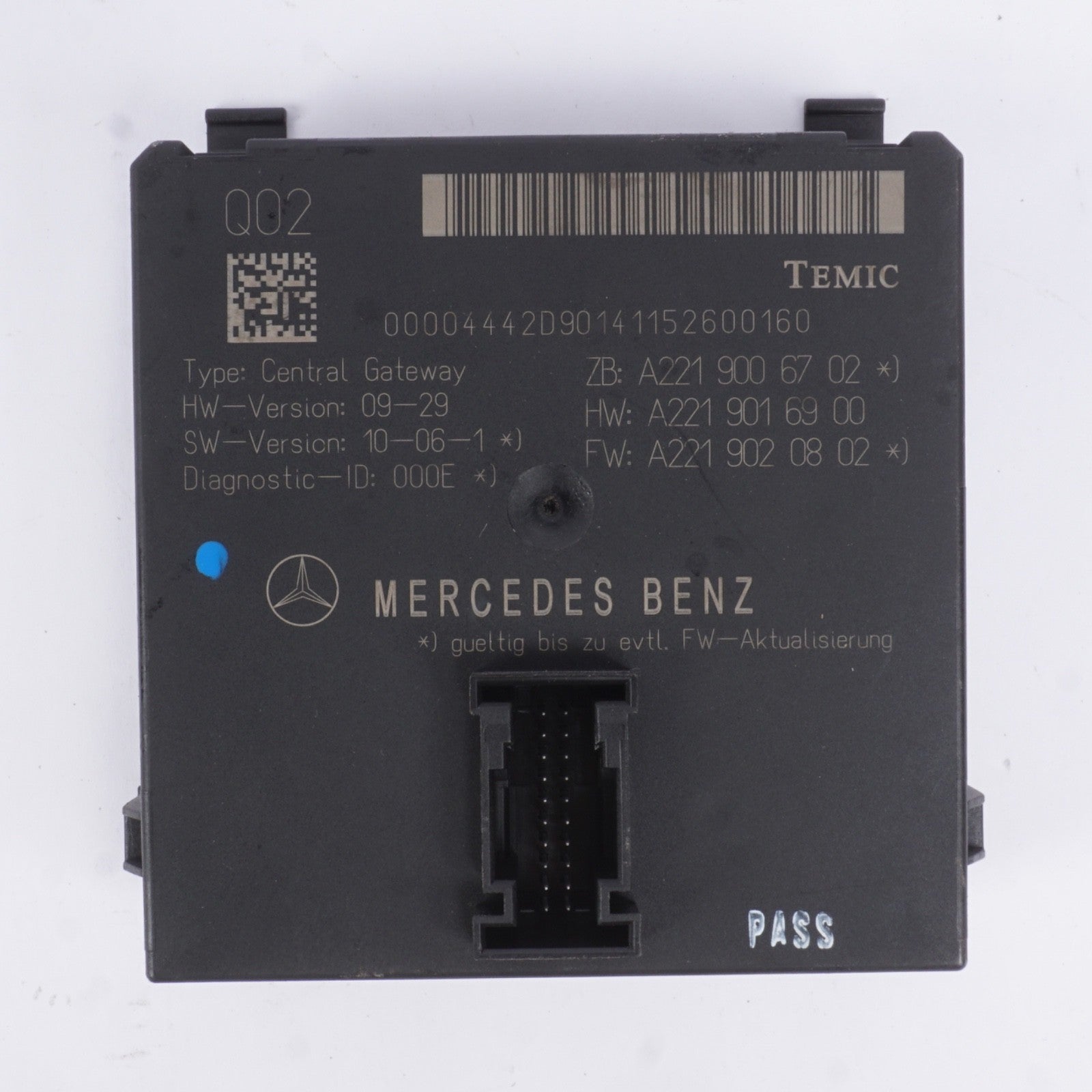 07-14 Mercedes W221 S550 CL550 Central Gateway Control Module 2219006702 OEM